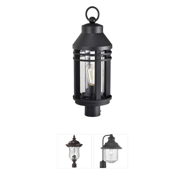 Nuvo Wilton 1-Light Matte Black Outdoor Post Light with Clear Seeded Glass