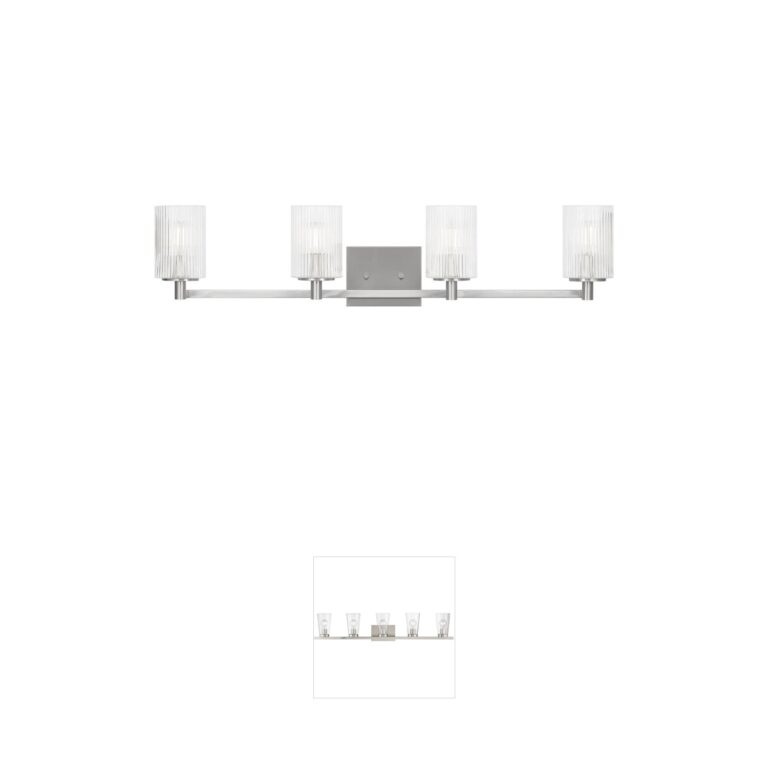 Generation Lighting Lando 4-Light Brushed Steel Vanity with Fluted Glass