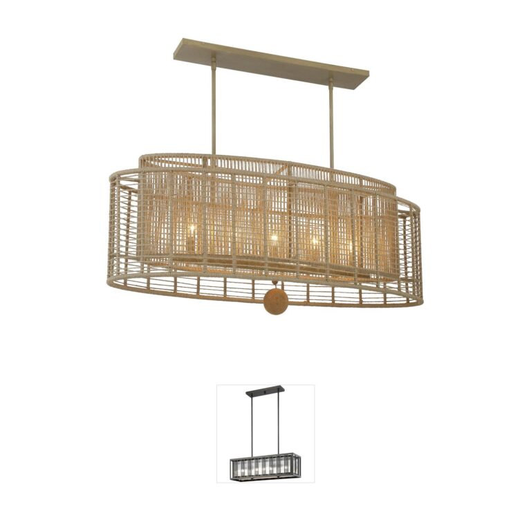 Crystorama Jayna 42-Inch Burnished Silver and Jute Linear Chandelier