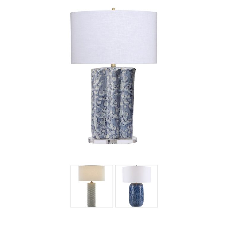 Jamie Young Co Flurry Reactive Blue Glaze Ceramic Table Lamp