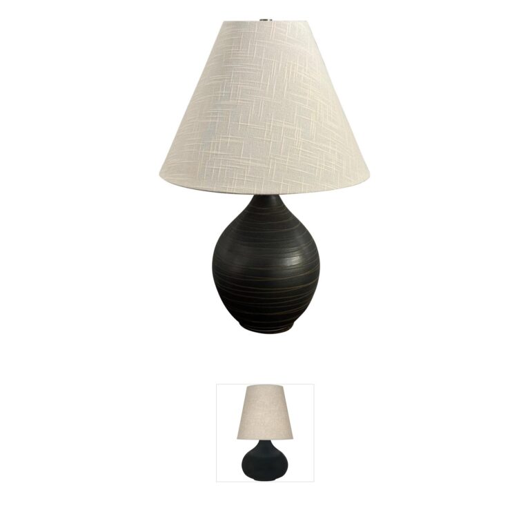 House of Troy Scatchard Scored Black Matte Ceramic Table Lamp