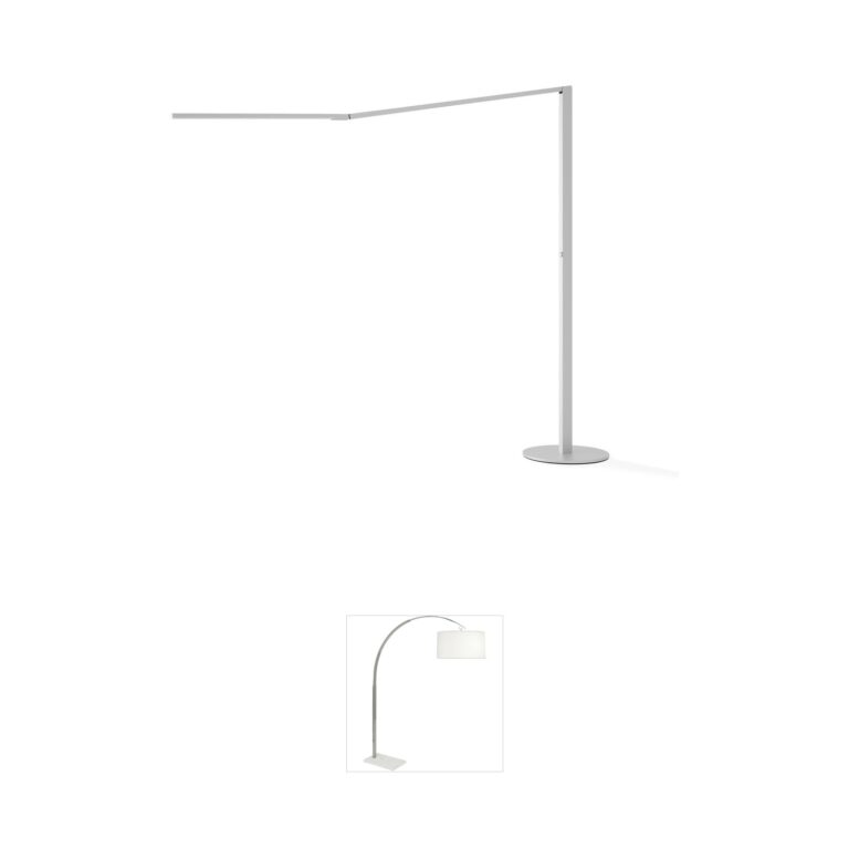 Koncept Z-Bar Titan Silver LED Floor Lamp with 360-Degree Rotating Head
