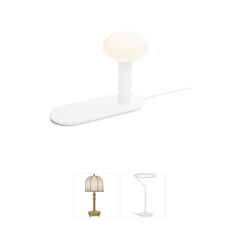 Koncept Combi Matte White LED Table Lamp with Wireless Charging