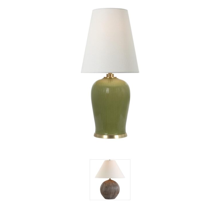 Visual Comfort Signature Collection Thomas O'Brien Opera Light Olive Reactive Ceramic Table Lamp