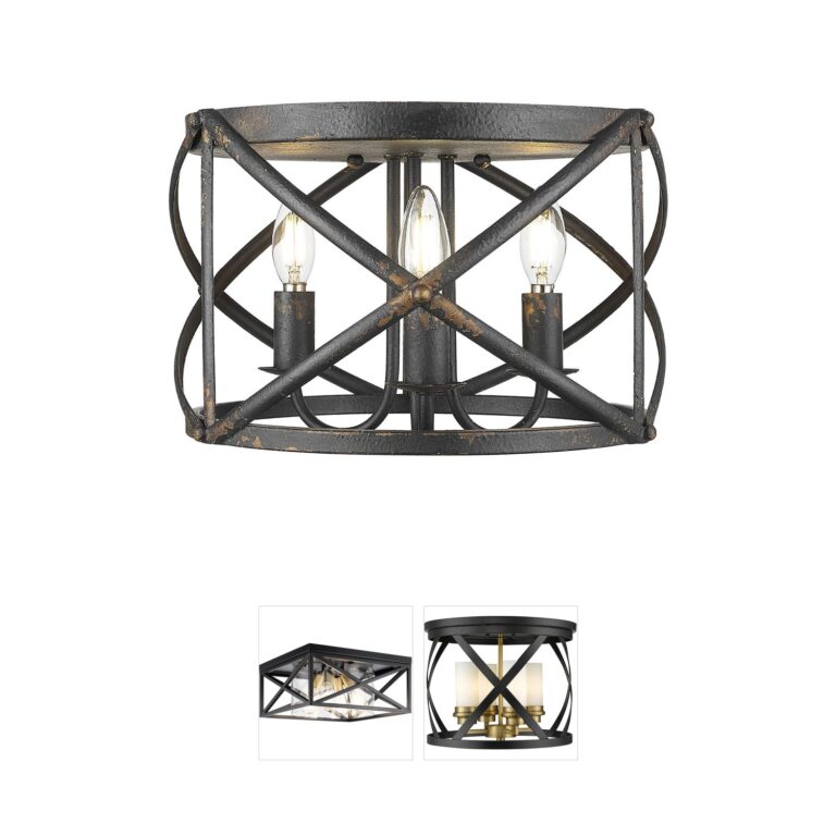 Golden Lighting Alcott Steel Drum Flush Mount