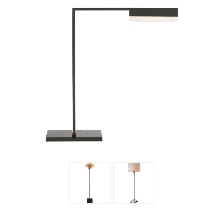 Visual Comfort Modern Kelly Wearstler Linea Bronze Alabaster LED Table Lamp