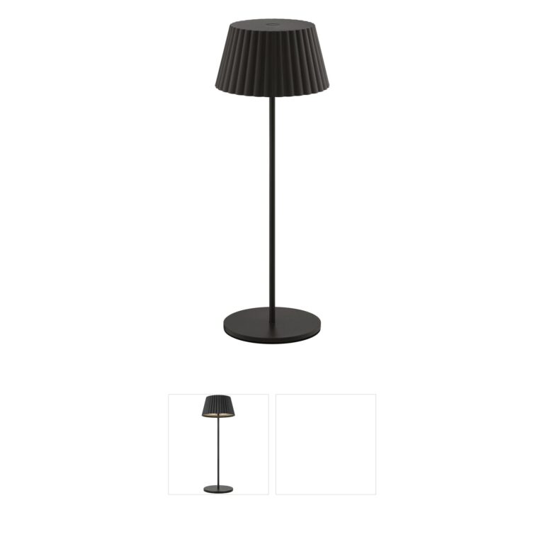 WAC Lighting Pleat Black Aluminum Rechargeable LED Table Lamp