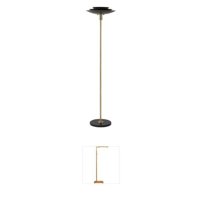 Nova of California Rancho Mirage Layered Torchiere Floor Lamp with Matte Black & Weathered Brass Accents