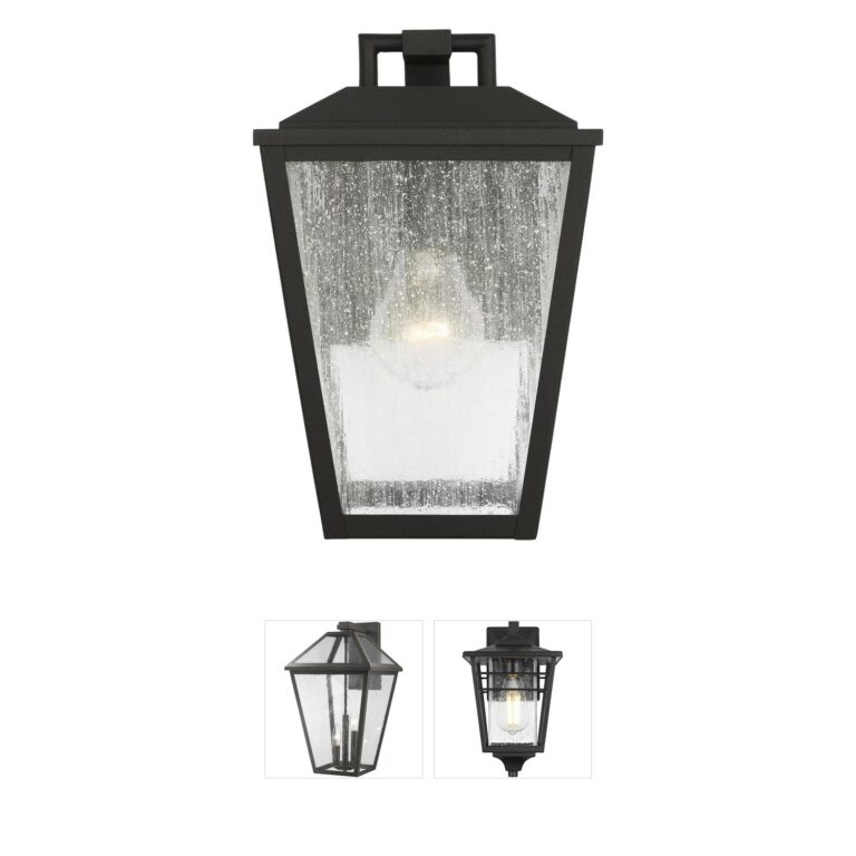 Visual Comfort Studio Collection Drew & Jonathan Kennewick Aluminum Outdoor Wall Lantern with Seeded Glass