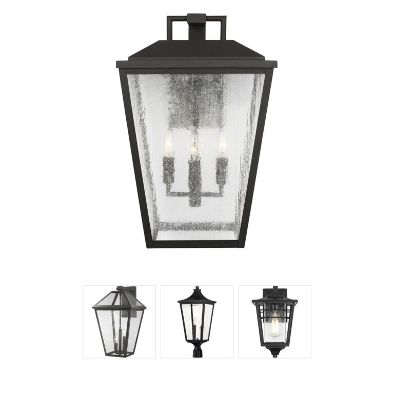 Visual Comfort Studio Collection Drew & Jonathan Kennewick Textured Black Aluminum Outdoor Lantern
