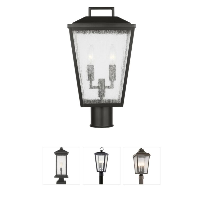 Visual Comfort Studio Collection Drew & Jonathan Kennewick Outdoor Post Lantern with Clear Seeded Glass