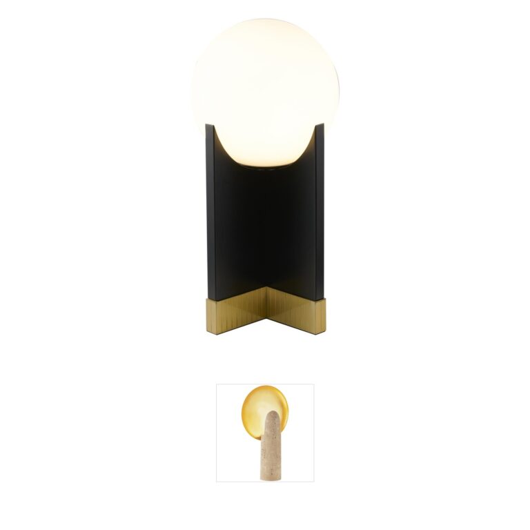 Bethel International Canada Collection Satin Brass and Black 1-Light Table Lamp