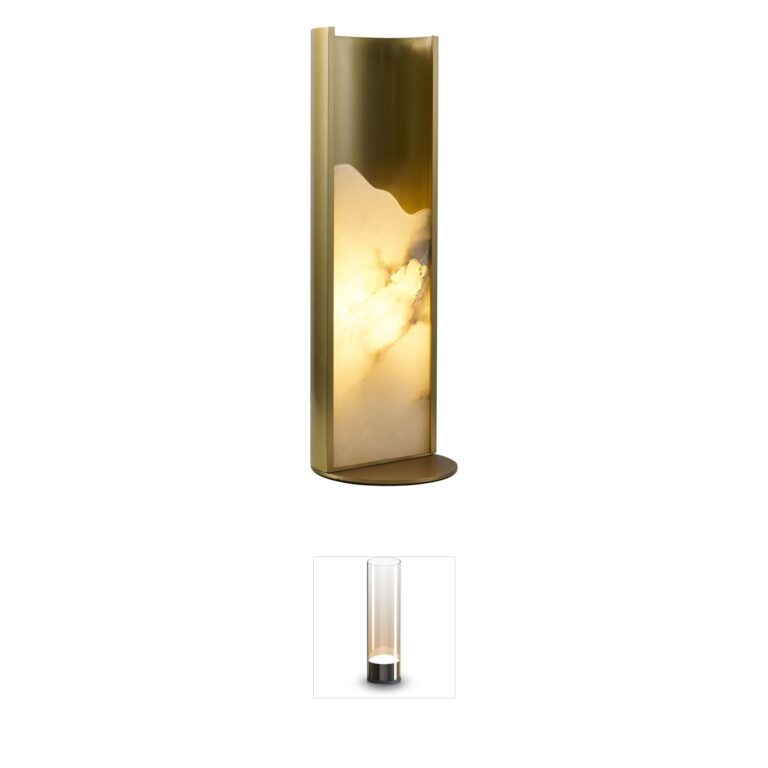 Bethel International Canada Satin Brass and White Alabaster Table Lamp