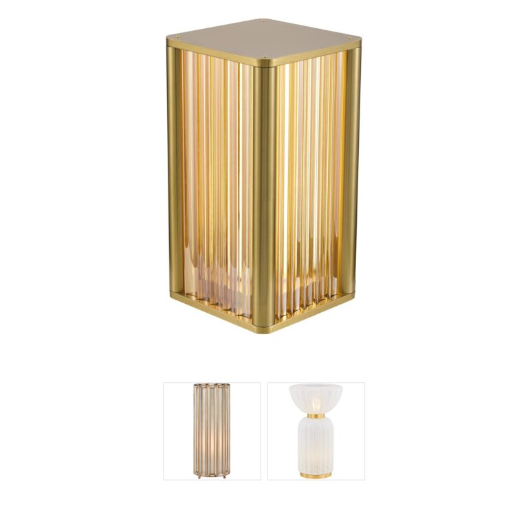Bethel International Canada Collection Satin Brass and Glass Rod LED Table Lamp