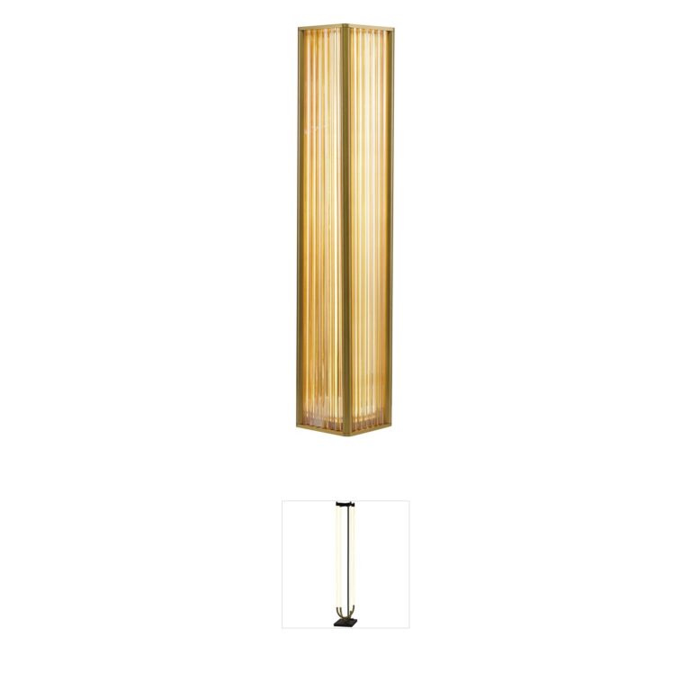 Bethel International Canada Satin Brass LED Floor Lamp with Clear Glass Rods
