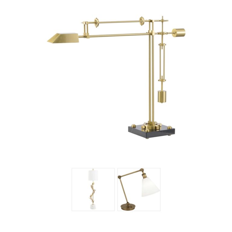Bethel International Canada Brass and Black Alabaster LED Table Lamp