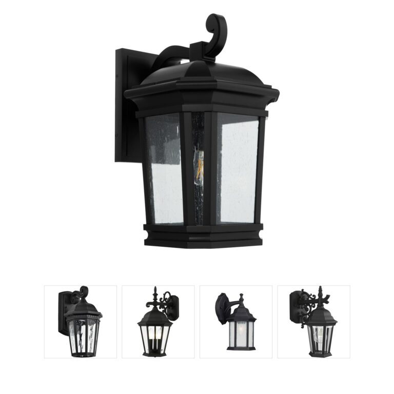 Quorum Murphy Matte Black Outdoor Wall Lantern with Clear Seeded Glass