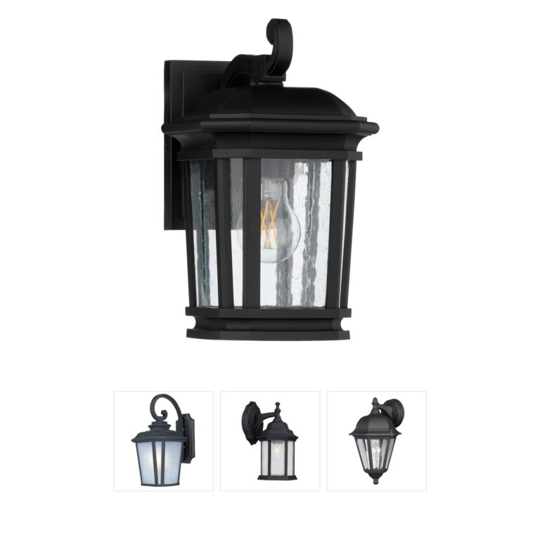 Quorum Murphy Matte Black Outdoor Wall Light with Clear Seeded Glass