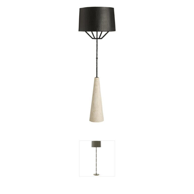 Arteriors Juneau Natural Iron and White Marble Floor Lamp