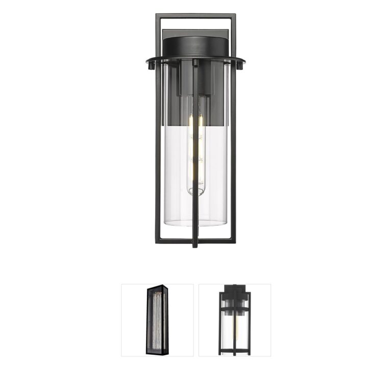 Millennium Lighting Russell Powder Coated Black Outdoor Wall Sconce with Clear Glass
