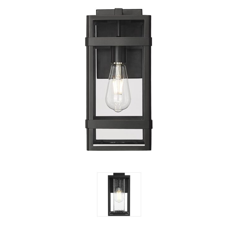 Millennium Lighting Payton 1-Light Powder Coated Black Outdoor Wall Sconce with Clear Glass
