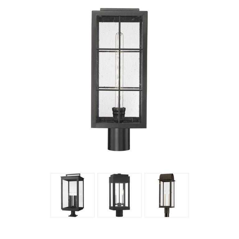 Millennium Lighting Jaxson 20-Inch Black Outdoor Post Lantern with Clear Seeded Glass