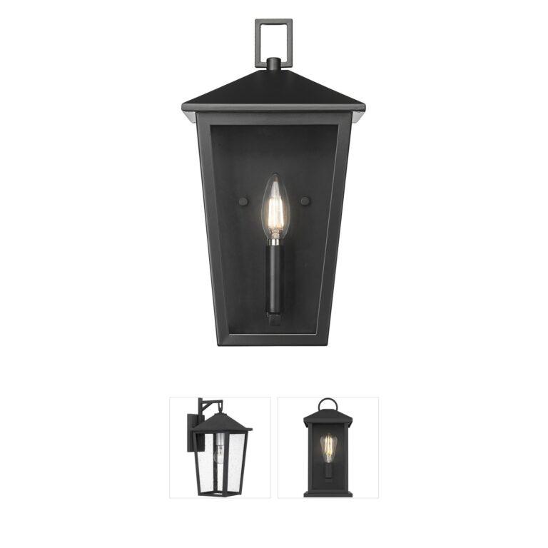 Millennium Lighting Munger 14" Steel and Clear Glass Outdoor Wall Sconce in Powder Coated Black