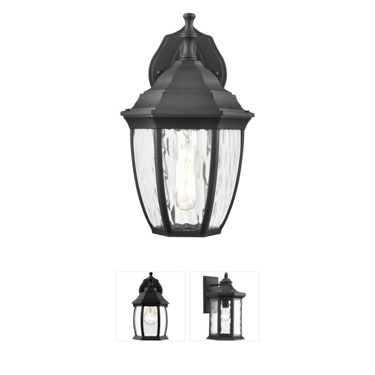 Millennium Lighting Bram Textured Black Outdoor Wall Sconce with Clear Water Glass