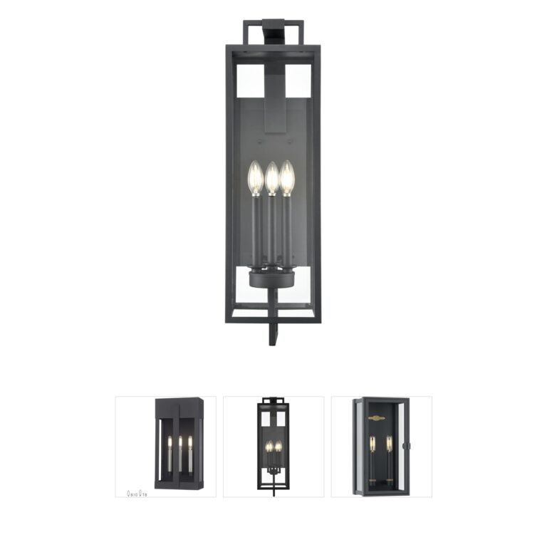 Millennium Lighting Lamont 3-Light Textured Black Outdoor Wall Sconce with Clear Glass