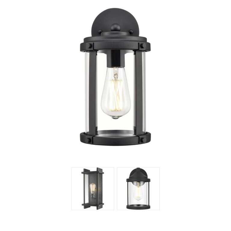 Millennium Lighting Pennfield Textured Black Outdoor Wall Sconce with Clear Glass