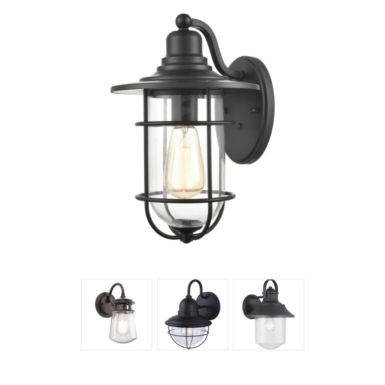 Millennium Lighting Milltown Powder Coated Black Clear Glass Outdoor Wall Light