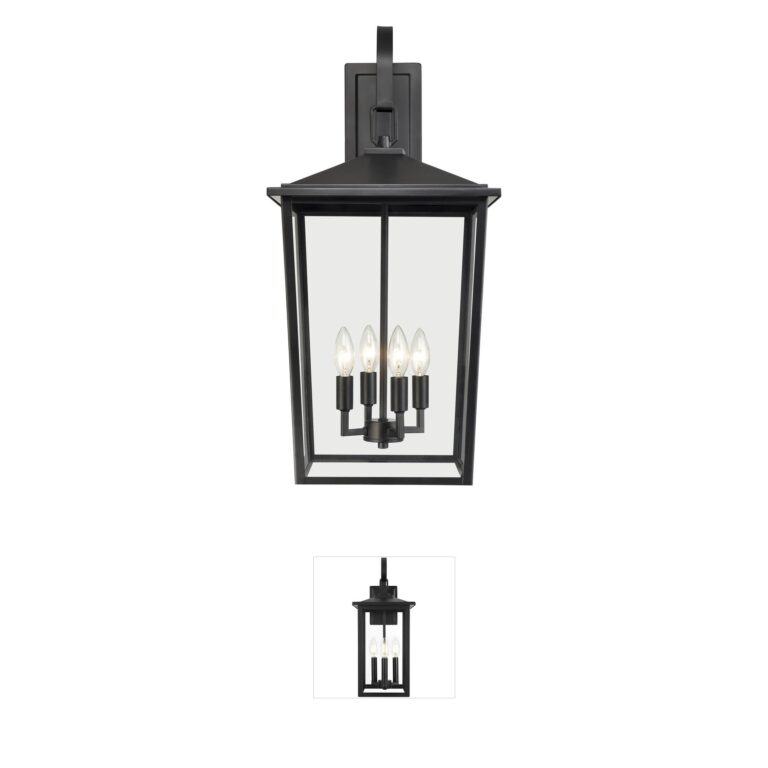 Millennium Lighting Fetterton 4-Light Powder Coated Black Outdoor Wall Sconce with Clear Glass