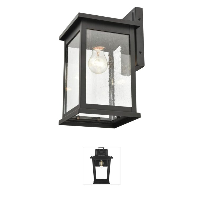 Millennium Lighting Bowton Powder Coated Black Outdoor Wall Sconce with Clear Seeded Glass
