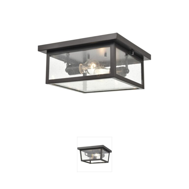 Millennium Lighting Evanton Powder Coated Bronze 2-Light Outdoor Flush Mount with Clear Glass