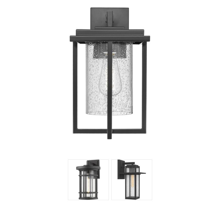 Millennium Lighting Adair Powder Coated Black Outdoor Wall Sconce with Clear Seeded Glass