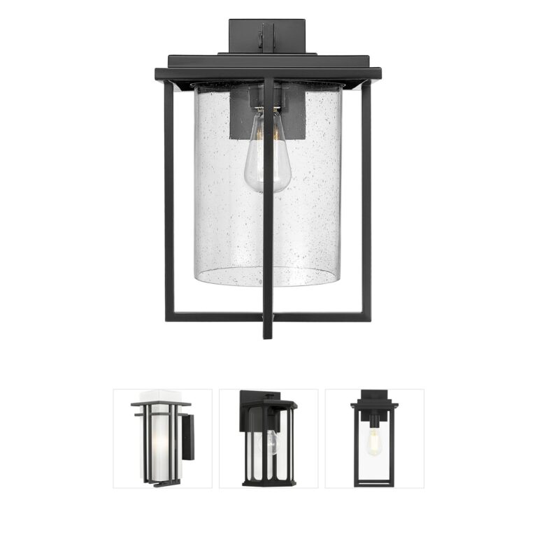 Millennium Lighting Adair Powder Coated Black Outdoor Wall Sconce with Clear Seeded Glass