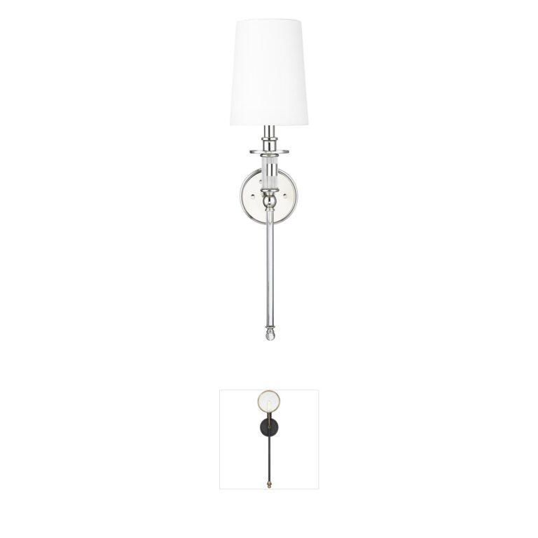 Millennium Lighting Polished Nickel Wall Sconce with White Fabric Shade