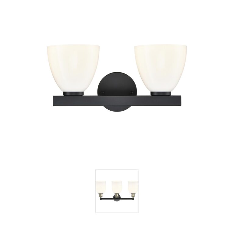 Millennium Lighting Apria 2-Light Matte Black Opal Glass Vanity Light