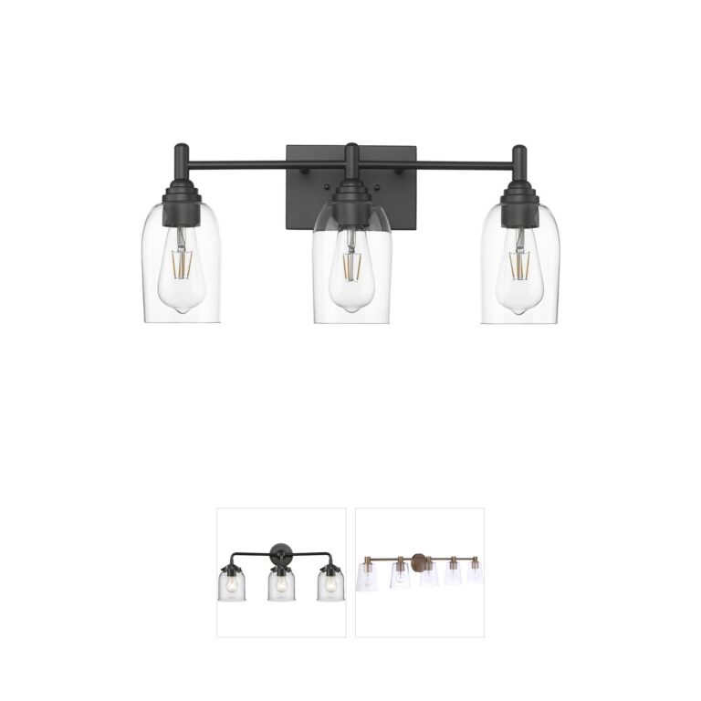 Millennium Lighting Arlett 3-Light Matte Black Clear Glass Vanity Light