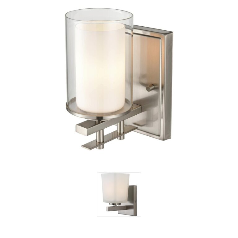 Millennium Lighting Huderson 1-Light Brushed Nickel Sconce with Double Glass