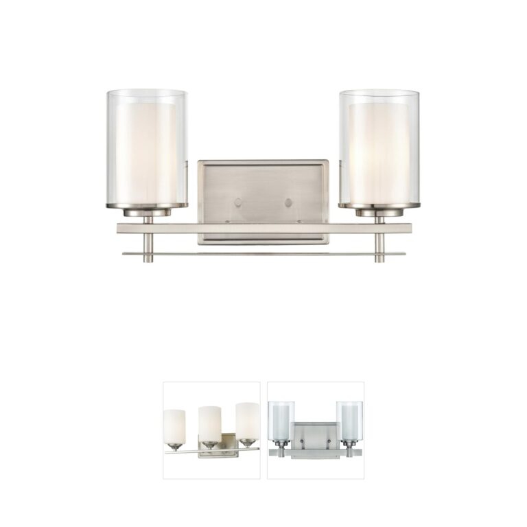 Millennium Lighting Huderson Brushed Nickel 2-Light Vanity with Clear/Etched Glass