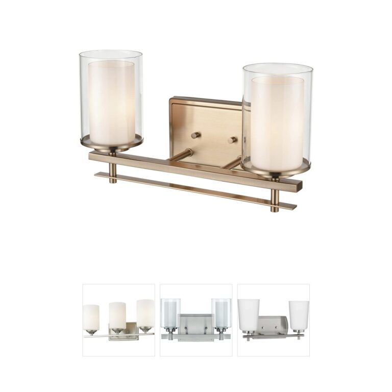 Millennium Lighting Huderson 2-Light Modern Gold Vanity Light with Dual Glass Shades