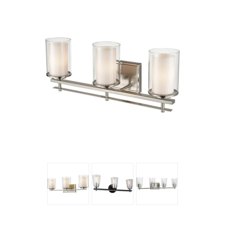 Millennium Lighting Huderson 3-Light Brushed Nickel Vanity with Dual Glass Shades