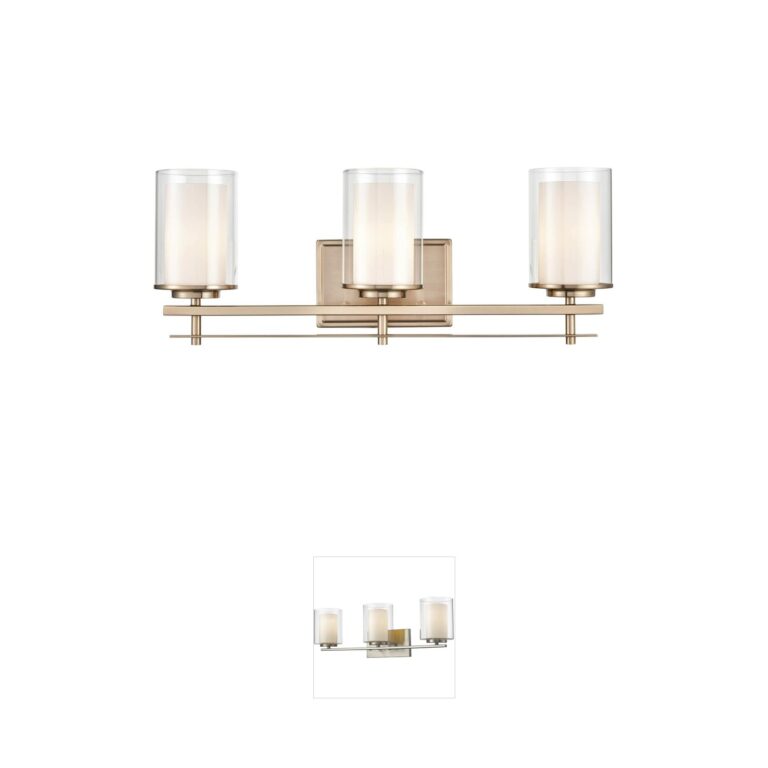 Millennium Lighting Huderson 3-Light Modern Gold Vanity with Double Glass