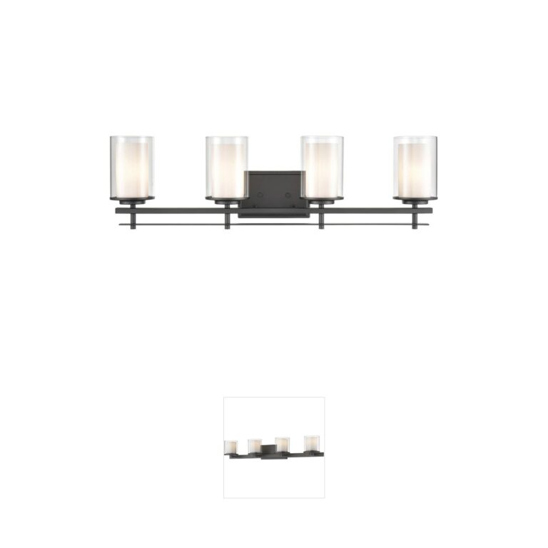 Millennium Lighting Huderson 4-Light Matte Black Vanity with Dual Glass