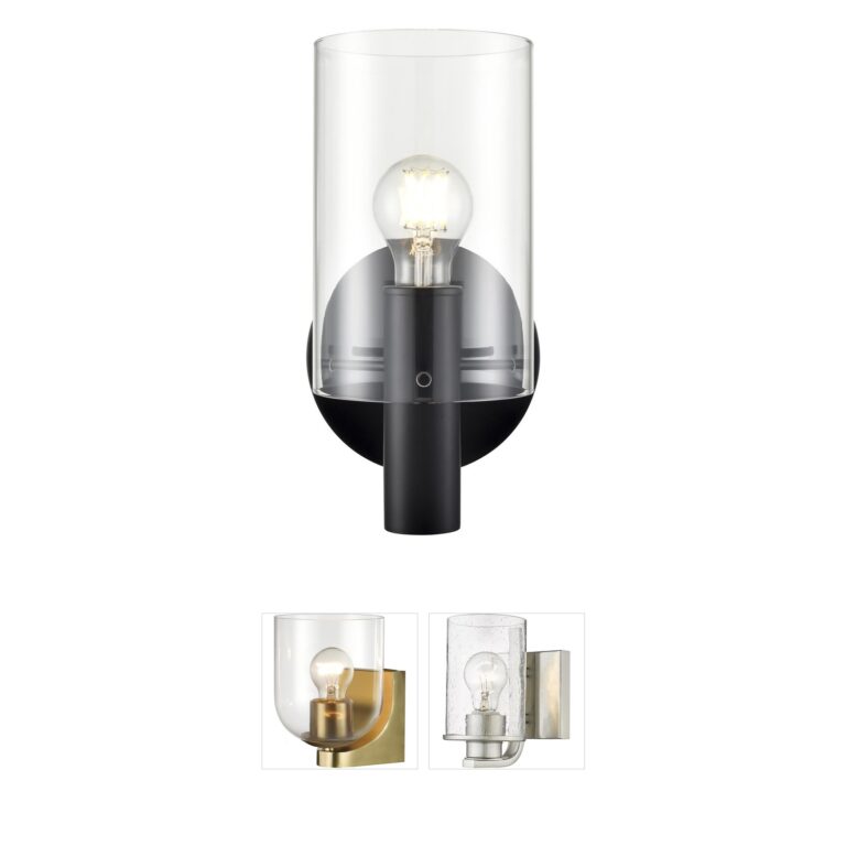 Millennium Lighting Apolla Matte Black 1-Light Wall Sconce with Clear Glass