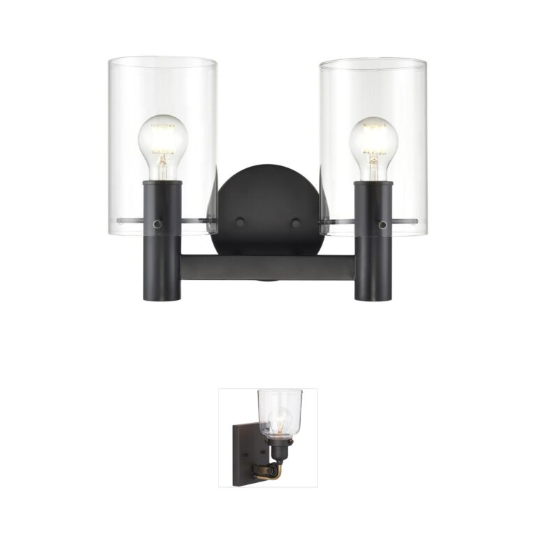 Millennium Lighting Apolla 2-Light Matte Black Vanity Light with Clear Glass