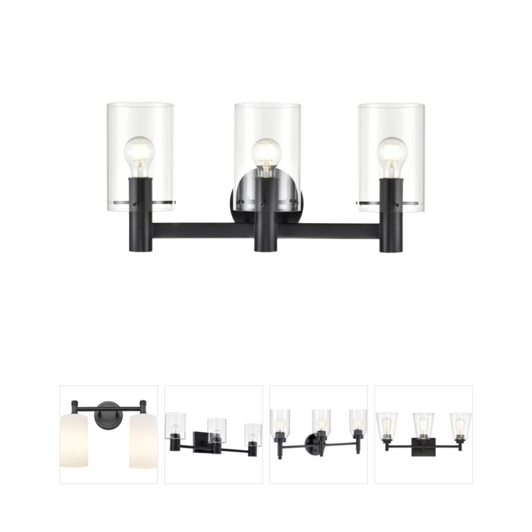 Millennium Lighting Apolla 24-Inch 3-Light Matte Black Vanity with Clear Glass