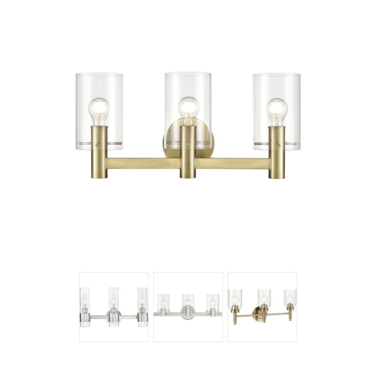 Millennium Lighting Apolla 3-Light Vintage Brass and Clear Glass Vanity Light