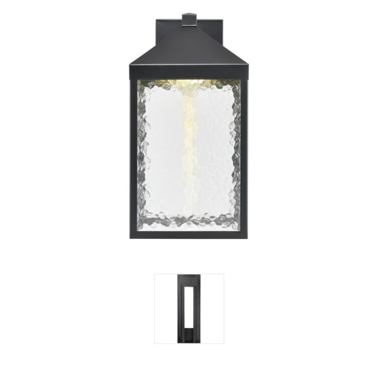 Millennium Lighting Aaron Black LED Outdoor Sconce with Clear Textured Glass
